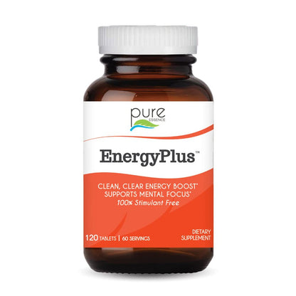 Energy Plus by Pure Essence - Caffeine Free, All Natural Herbal Energy and Focus Supplement - Smooth, No Jitters No Crash - 60 Tablets