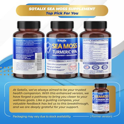 Sotalix Sea Moss Capsule 10100mg with Ashwagandha, Burdock Root, Bladderwrack