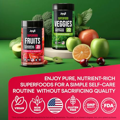 Fruits and Veggies Supplement - High Fiber Supplement for Immunity, Gut & Energy