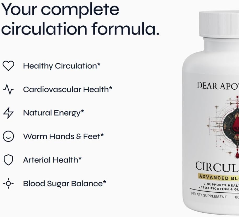 Circulation+ Advanced Formula - Botanical Herbal Complex with Cayenne Ginger - Traditional Wellness Blend with Vitamins Minerals - Daily Herbal Supplement - Vegan Non-GMO Gluten-Free - 60 Capsules