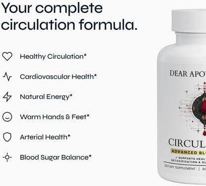 Circulation+ Advanced Formula - Botanical Herbal Complex with Cayenne Ginger - Traditional Wellness Blend with Vitamins Minerals - Daily Herbal Supplement - Vegan Non-GMO Gluten-Free - 60 Capsules