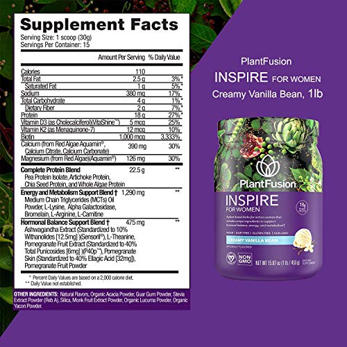 PlantFusion Inspire Plant Protein Powder for Women - Low Carb Protein Powder for Lean
