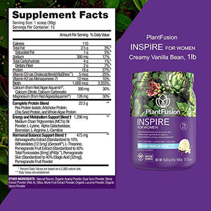 PlantFusion Inspire Plant Protein Powder for Women - Low Carb Protein Powder for Lean