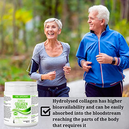 Collagen Powder Marine Supplement | Hydrolyzed Protein peptides with Hyaluronic Acid Vitamin C Biotin etc for Women Men