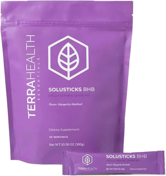 Terra Health Essentials – Solusticks BHB | Exogenous Ketones & Electrolytes for Ketosis Support, Energy, Mental Clarity, Appetite Control | Margarita Mocktail Flavor | 30 Servings