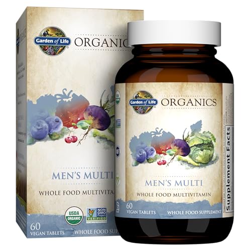 Garden of Life Organics Whole Food Multivitamin for Men, 60 Tablets, Vegan Mens Vitamins