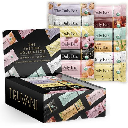 Truvani Plant Based Snack Bars | Variety | 12 Pack | Vegan | 5-8g Protein | USDA Organic and Vegan | Dairy, Soy, and Gluten Free | Individually Wrapped
