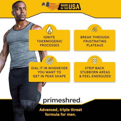 PrimeShred Fat Burner Pills for Men, Triple Action Weight Loss Supplement with Caffeine