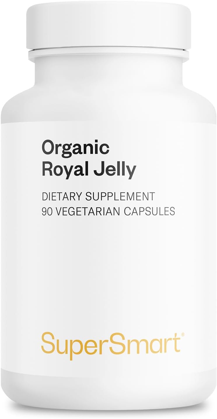 Supersmart - Organic Royal Jelly 300mg per Day (High Strength 4% 10-HDA) - Freeze-Dried Fresh Royal Jelly Supplement | Non-GMO & Gluten Free - 90 Vegetarian Capsules