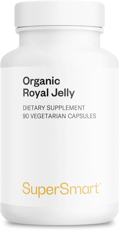 Supersmart - Organic Royal Jelly 300mg per Day (High Strength 4% 10-HDA) - Freeze-Dried Fresh Royal Jelly Supplement | Non-GMO & Gluten Free - 90 Vegetarian Capsules