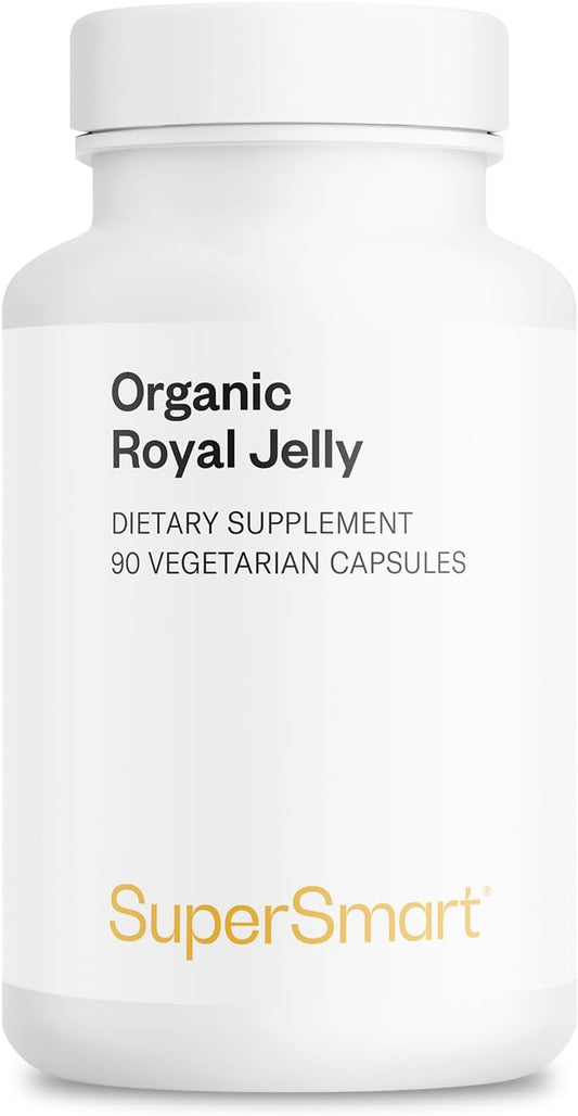 Supersmart - Organic Royal Jelly 300mg per Day (High Strength 4% 10-HDA) - Freeze-Dried Fresh Royal Jelly Supplement | Non-GMO & Gluten Free - 90 Vegetarian Capsules