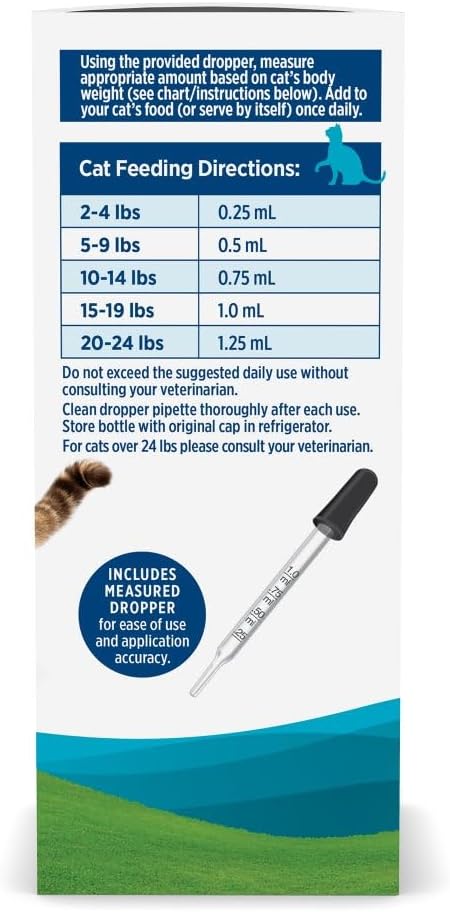 Nordic Naturals Omega-3 Fish Oil for Cats, w/EPA & DHA, Liquid - 2oz | 304mg Omega-3 per mL for healthy skin & coat. Reduces shedding, improves shine. Easy liquid format mixes with food. Non-GMO