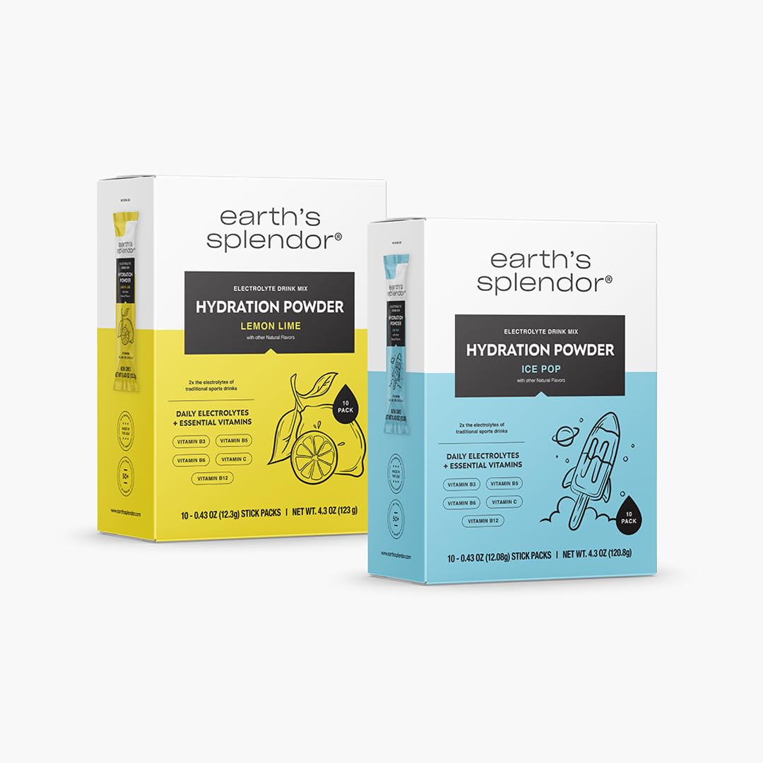Earth's Splendor Electrolytes Powder Packets Sugar Free White Peach Hydration Sticks with Essential Vitamins for Energy & Sports Performance Travel-Friendly Single-Serve Packets for Daily Use 10 Pack