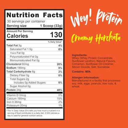 Horchata - Whey Protein, Traditional Mexican Flavor, Sugar-Free, Gluten-Free, 23g Protein