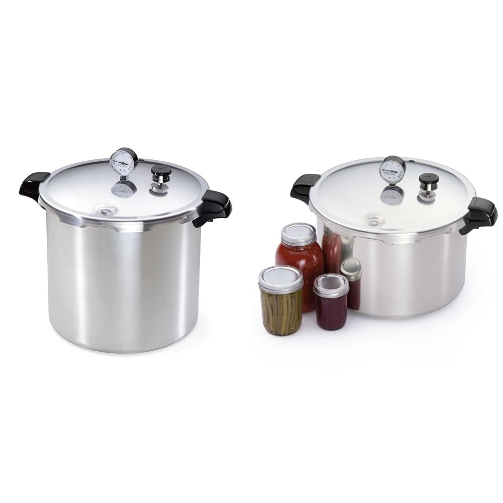 Presto 01781 Pressure Canner and Cooker, 23 qt, Silver & 01755 16-Quart Aluminum 