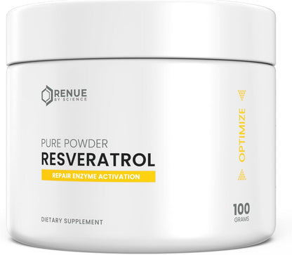Renue By Science Resveratrol | High Strength Resveratrol Supplement | 100g Resveratrol Powder | Resveratrol 200 Day Supply | Non-GMO & Allergen Free | Manufactured in the USA Third-Party Tested