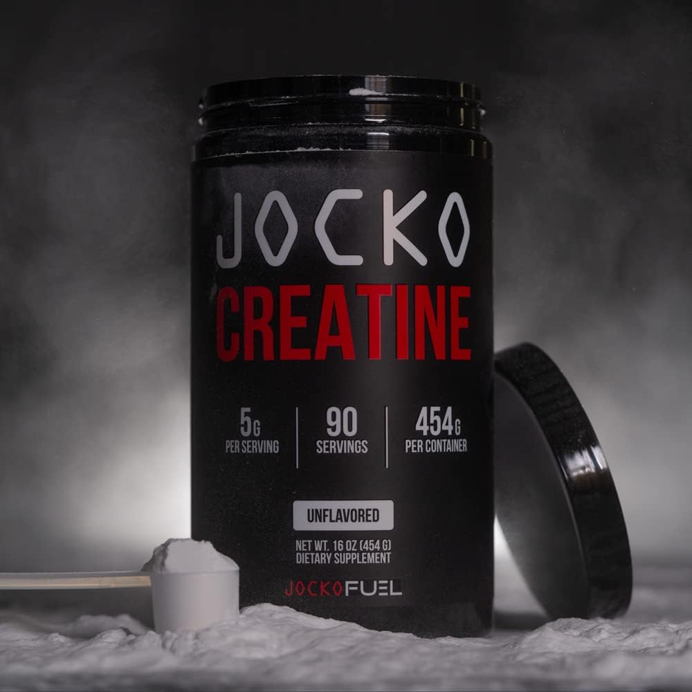 Jocko Fuel Creatine Monohydrate, Pure Micronized Powder for Men & Women, Supports Muscle Growth, Strength, Recovery & Cognition, Unflavored, 450 Grams, 90 Servings