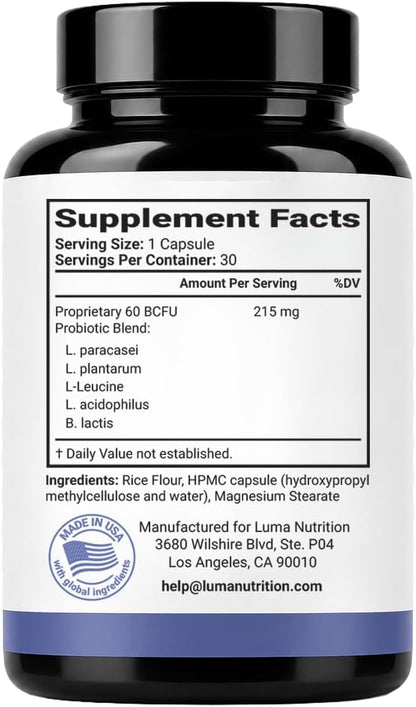 Luma Nutrition Probiotics Digestive Health for Men and Women - 30 Capsules