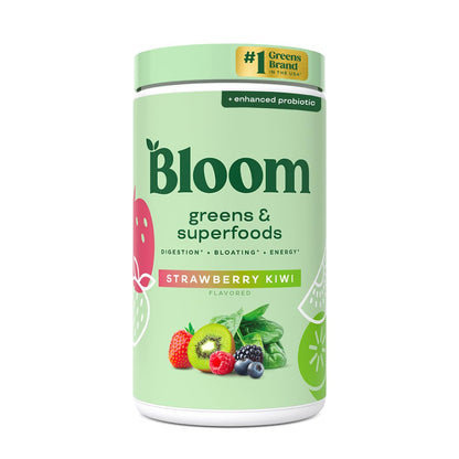 Bloom Nutrition Superfood Greens Powder, Berry, 30 Servings | Digestive Enzymes with Probiotics and Prebiotics, Gut Health, Bloating Relief for Women, Chlorella, Green Juice Mix