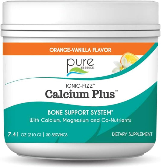 Ionic Fizz Calcium Plus by Pure Essence - Perfect Calcium/Magnesium Ratio with Vitamin A, B, C, D and Potassium Strong Bones - Orange Vanilla - 7.41 oz