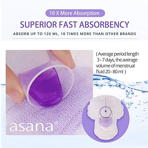 Asana Natural Teen Period Pads Combo Pack (Mini, Mini Long, Liner, and Women Reg - Chlorine Free