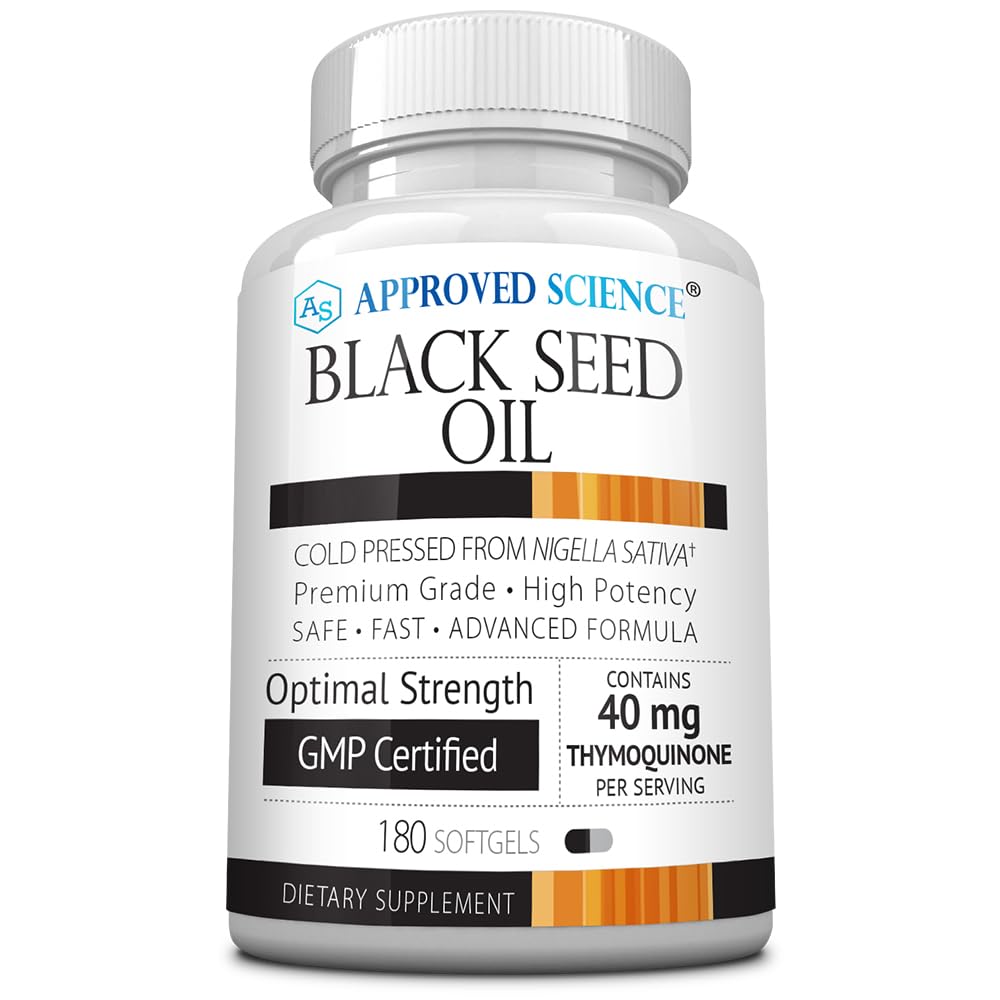 Approved Science Black Seed Oil - Cold Pressed Nigella Sativa - Boost Immunity, Respiratory, Cognitive, and Digestive Health - 2% Thymoquinone - 360 Softgels - Made in The USA