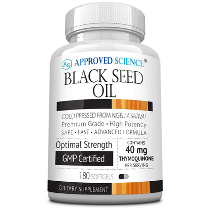 Approved Science Black Seed Oil - Cold Pressed Nigella Sativa - Boost Immunity, Respiratory, Cognitive, and Digestive Health - 2% Thymoquinone - 360 Softgels - Made in The USA