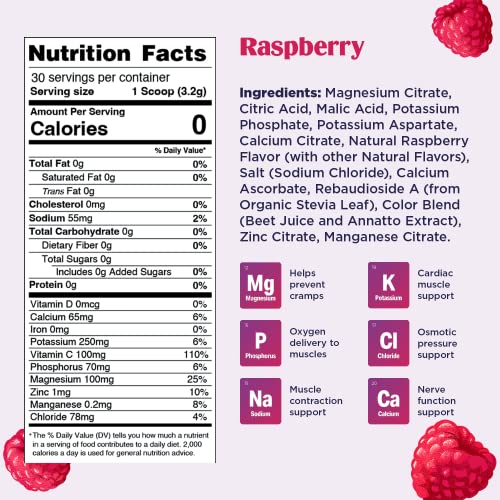 Ultima Replenisher Raspberry Electrolyte Powder, New Formula, 30 Serving Canister