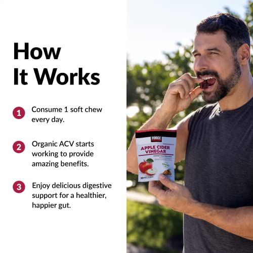 Force Factor Organic Apple Cider Vinegar Soft Chews for Digestion and Metabolism
