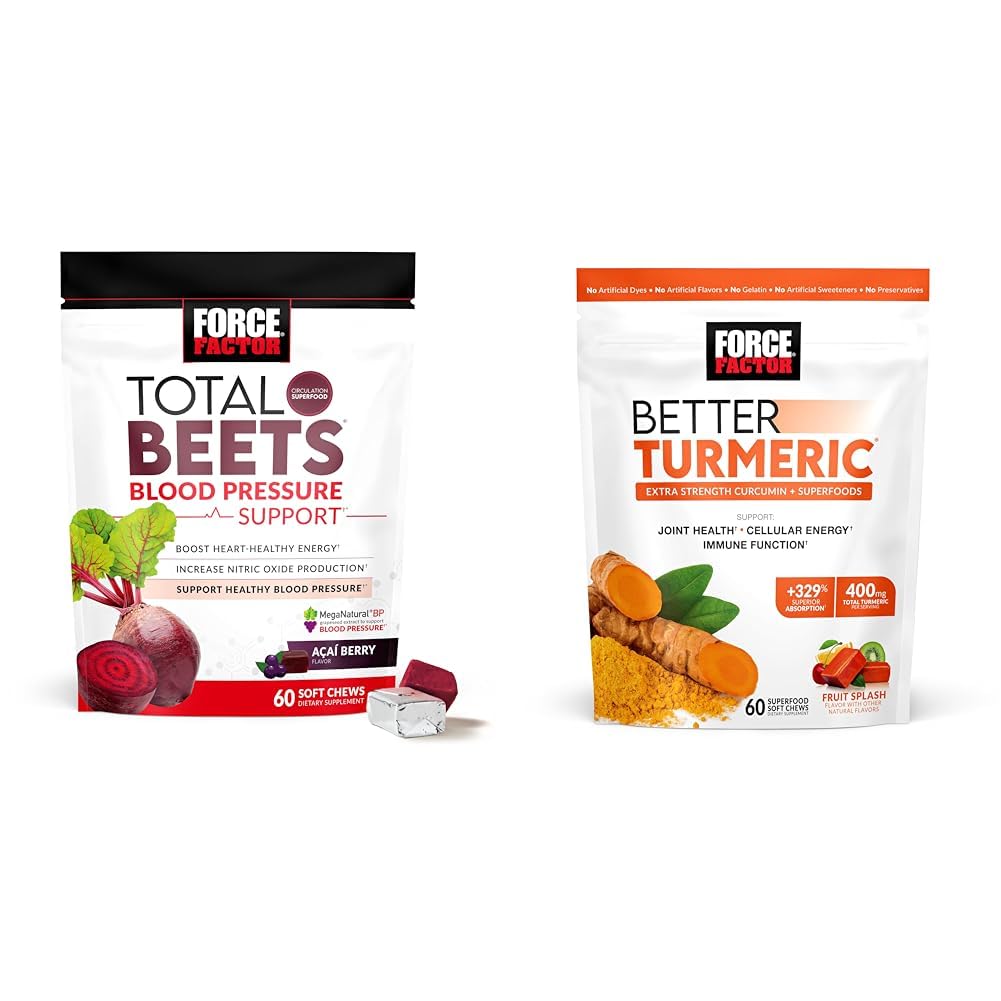 Force Factor Total Beets Blood Pressure Support Supplements with Beet Powder & Better 
