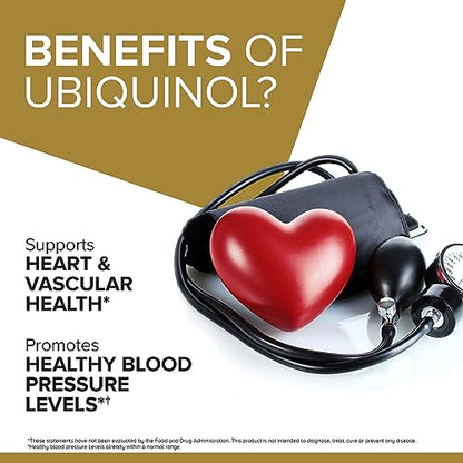 Qunol Ubiquinol CoQ10 200mg Softgels, Powerful Antioxidant for Heart and Vascular Health