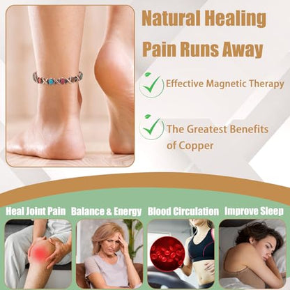 MagVIVACE Copper Anklet for Women for Arthritis and Joint, Magnetic Therapy Ankle Bracelet, Jewelry Gift