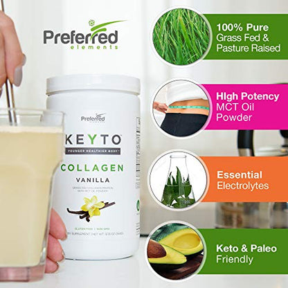 Keto Collagen Protein Powder with MCT Oil – Keto and Paleo Friendly Grass Fed