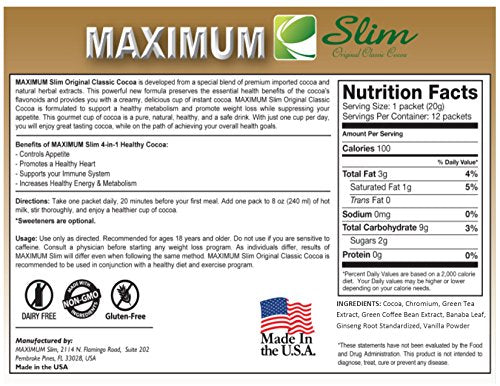 Premium ORGANIC Instant Cocoa. MOST EFFECTIVE FORMULA for Weight Loss, Fat Burn