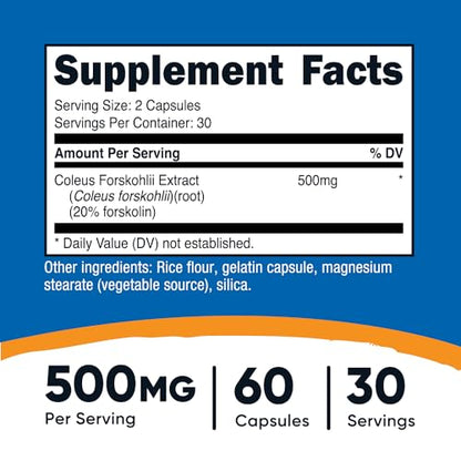 Nutricost Coleus Forskohlii 500mg, 60 Capsules - Maximum Strength Formula