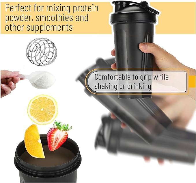 Shaker Bottle 12oz Protein Shaker Plastic Bottle for Pre & Post workout with Twist and Lock