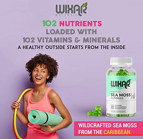 WIXAR NATURALS Sea Moss Gummies - Natural Irish Sea Moss and Bladderwrack
