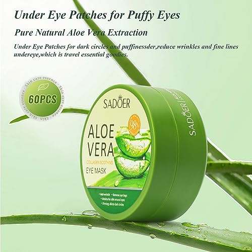 Under Eye Mask - 60 PCS Aloe Vera Under Eye Patches - Combat Puffy Eyes, Dark Circles