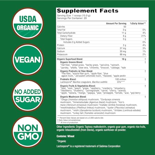 COUNTRY FARMS Super Greens Natural Flavor, 50 Organic Super Foods, USDA Organic