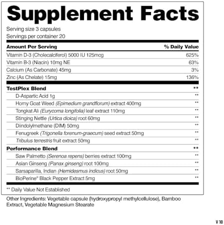 Snap Supplements Nitric Oxide Booster + Testo Booster Bundle for Men, 60 Vegetarian Capsules Each (1 Month Supply)
