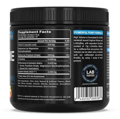 PEScience High Volume Nitric Oxide Booster Pump Pre Workout Powder, Sour Peach Candy