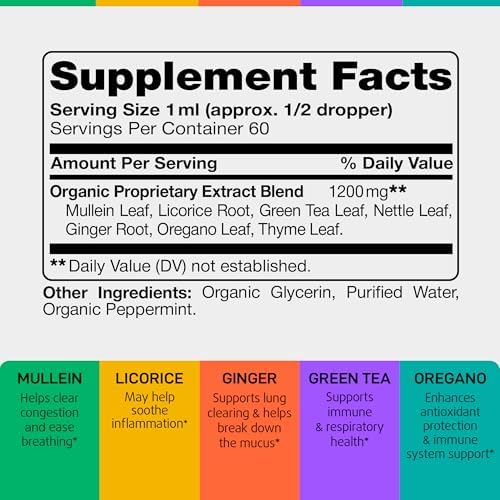 Biotin 10,000 mcg with Collagen & Keratin and Mullein Leaf Lung Support Drops Bundle – Hair, Skin, and Nail Vitamins Plus Lung Cleanse and Respiratory Detox for Men and Women – 60 Caps and 2 oz