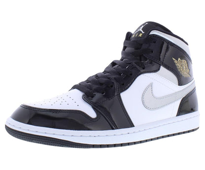 Nike Air Jordan 1 Mid SE Mens Trainers HV0789 Sneakers Shoes (UK 9 US 10 EU 44, Black Metallic Silver White 010)