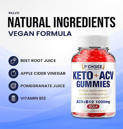 (2 Pack) 1st Choice Keto ACV Weight Loss Gummies Keto First Choice ACV Advanced
