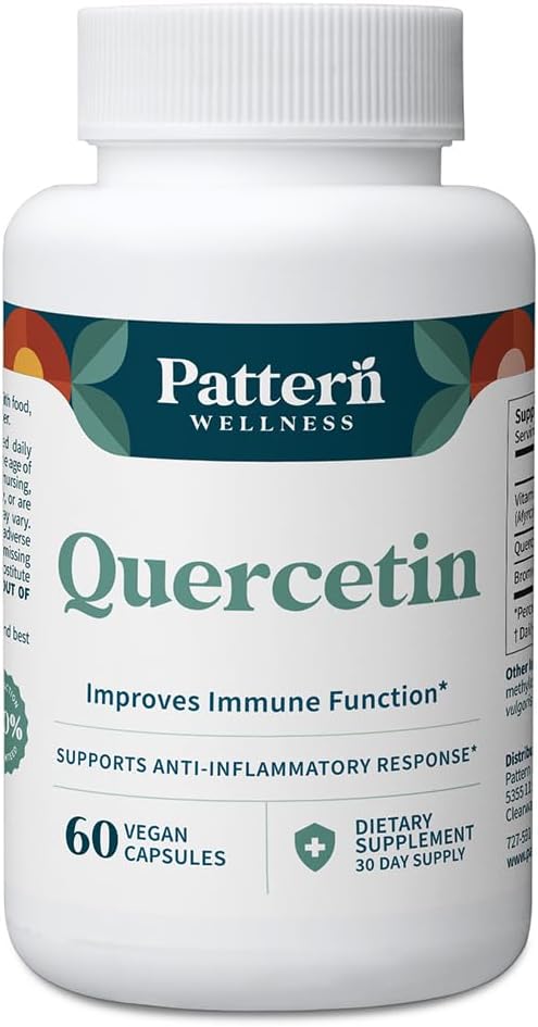 Pattern Wellness Quercetin Supplement with Bromelain - Immune Function & Cellular Health Support - Antioxidant & Whole Body Wellness - 60 Vegan Capsules