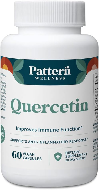 Pattern Wellness Quercetin Supplement with Bromelain - Immune Function & Cellular Health Support - Antioxidant & Whole Body Wellness - 60 Vegan Capsules