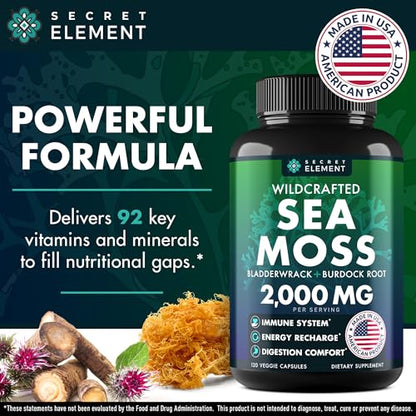 Sea Moss Capsules - Irish Sea Moss Advanced with Burdock Root, Bladderwrack