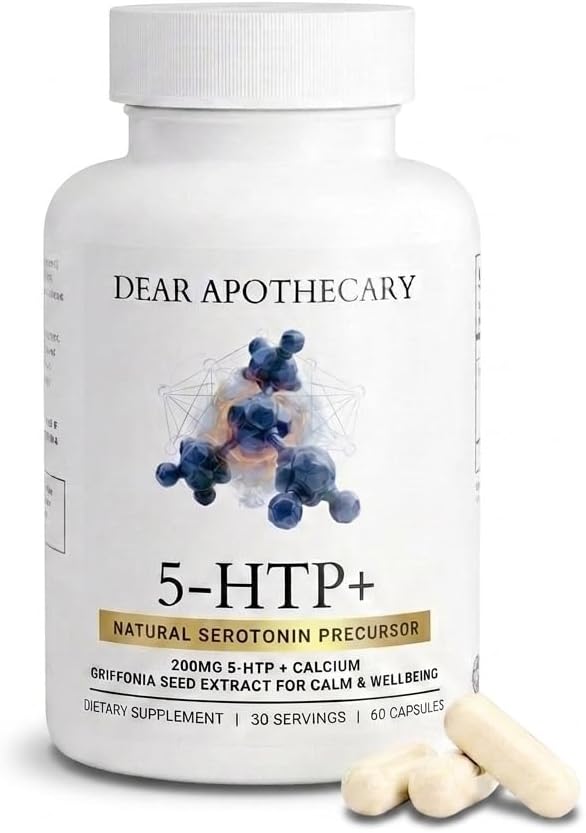 5-HTP+ 200mg Griffonia Simplicifolia Seed Extract with Calcium 328mg - Mood, Calm & Sleep Support - Non-GMO, Gluten Free, Corn Free - 60 Capsules