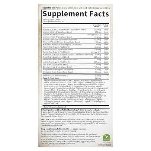 Garden of Life Organics Whole Food Multivitamin for Men, 60 Tablets, Vegan Mens Vitamins