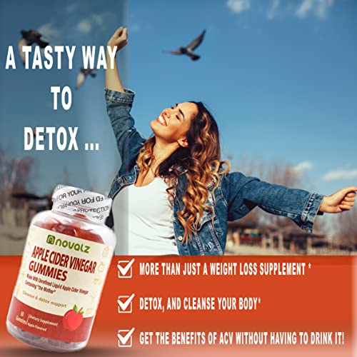 NOVALZ Apple Cider Vinegar Gummies for Weight Control, Detox, & Cleanse, 500mcg ACV